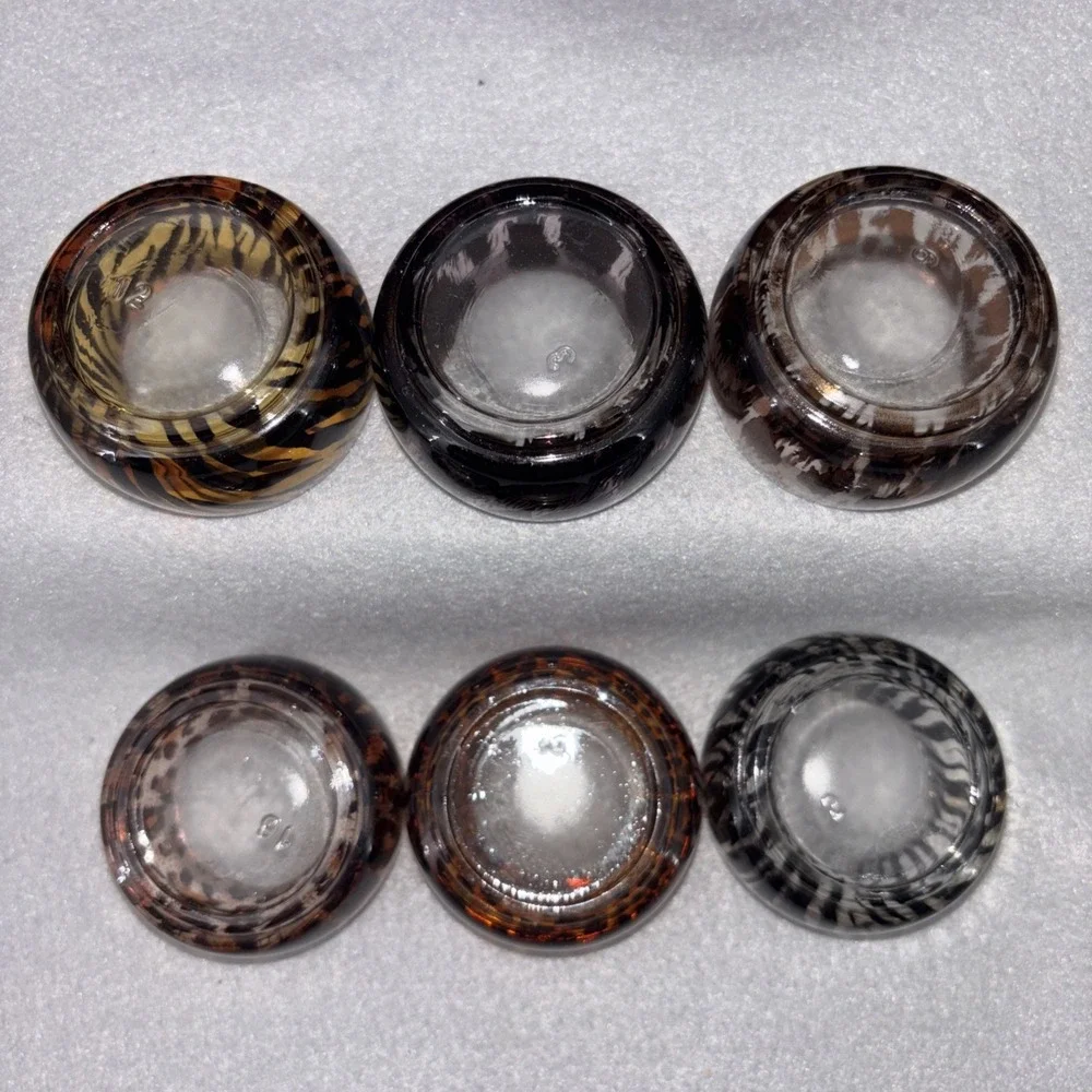 Berkeley Designs Glass Animal Print Tea Lite Candles Holders Set of 6 New In Box
